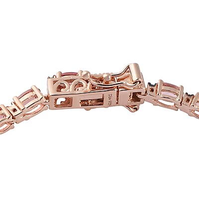 Blush Tourmaline, Natural Champagne Diamond Tennis Bracelet in Vermeil RG Over Sterling Silver (7.25 In) 6.50 ctw