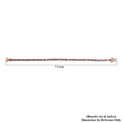Blush Tourmaline, Natural Champagne Diamond Tennis Bracelet in Vermeil RG Over Sterling Silver (7.25 In) 6.50 ctw