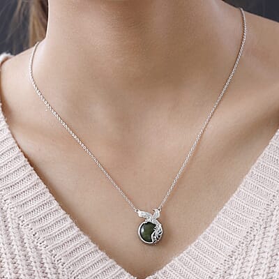 Connemara Marble Flying Eagle Necklace 18 Inches in Platinum Over Sterling Silver 7.15 ctw