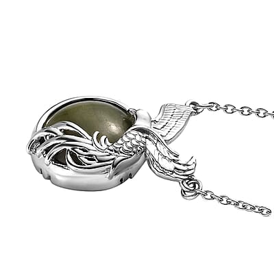 Connemara Marble Flying Eagle Necklace 18 Inches in Platinum Over Sterling Silver 7.15 ctw