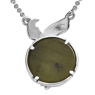 Connemara Marble Flying Eagle Necklace 18 Inches in Platinum Over Sterling Silver 7.15 ctw