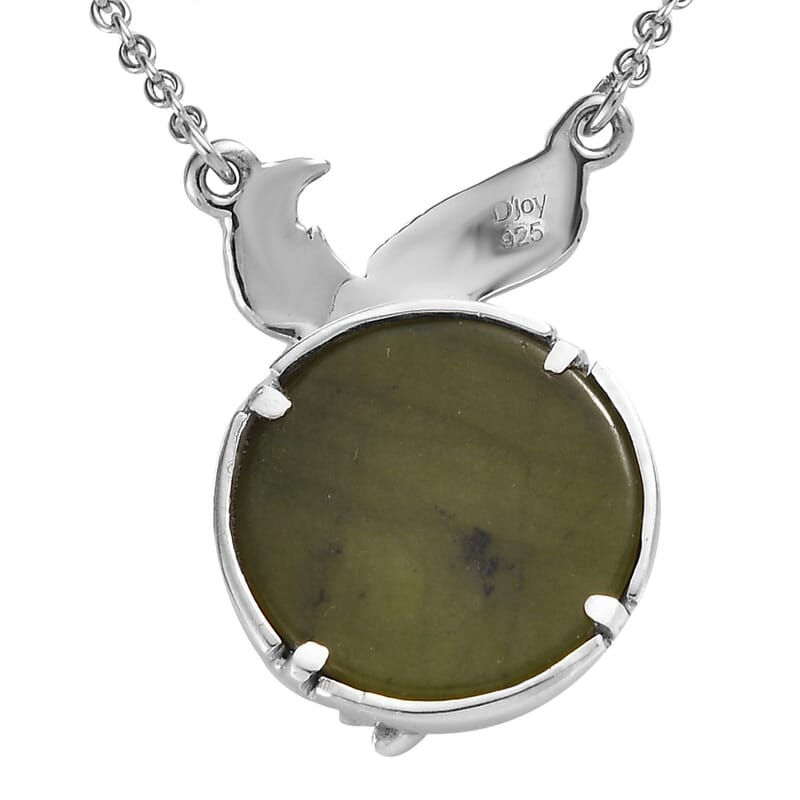 Connemara Marble Flying Eagle Necklace 18 Inches in Platinum Over Sterling Silver 7.15 ctw
