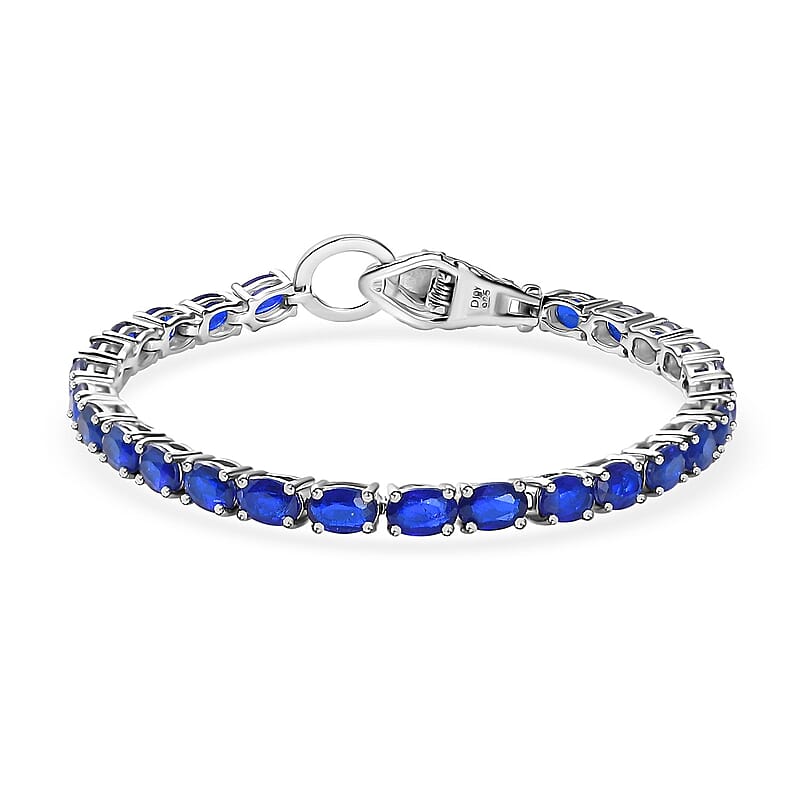 D'Joy Tanzanian Blue Spinel (DF) and Thai Black Spinel Tennis Bracelet in Platinum Over Sterling Silver (7.25 In) 13.65 ctw