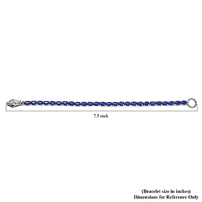 D'Joy Tanzanian Blue Spinel (DF) and Thai Black Spinel Tennis Bracelet in Platinum Over Sterling Silver (7.25 In) 13.65 ctw