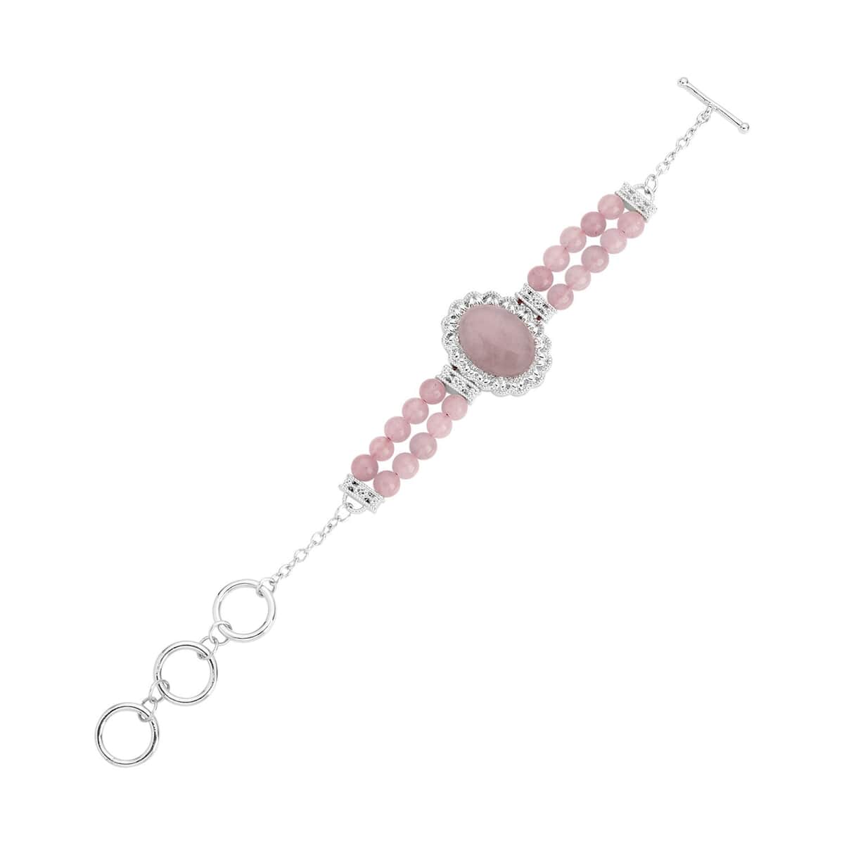 Galilea Rose Quartz Beaded Bracelet in Silvertone 45.00 ctw (6.50-8.00In) image number 0