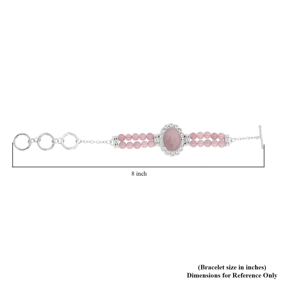 Galilea Rose Quartz Beaded Bracelet in Silvertone 45.00 ctw (6.50-8.00In) image number 5