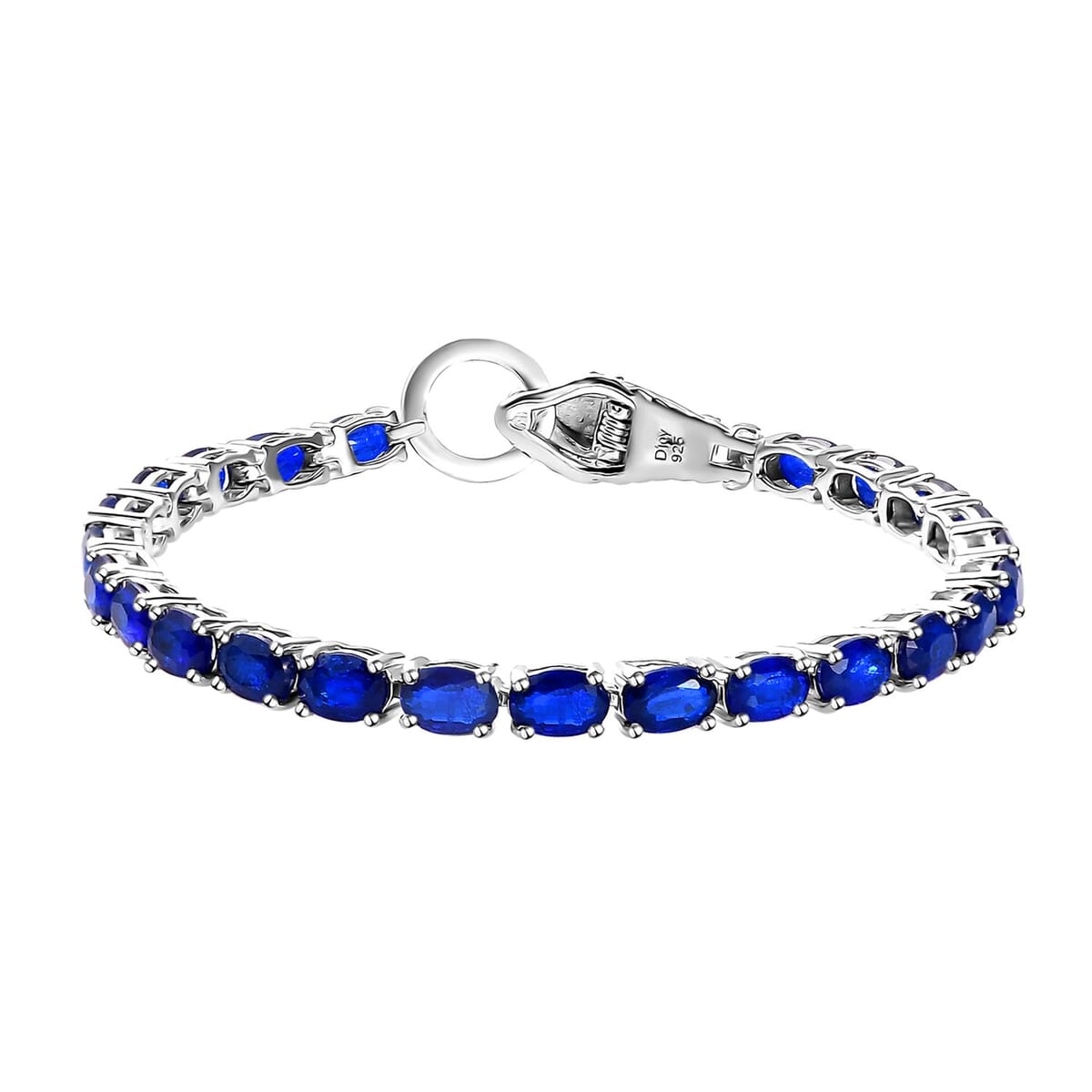 Tanzanian Blue Spinel (DF) and Thai Black Spinel Tennis Bracelet in Platinum Over Sterling Silver (6.50 In) 12.65 ctw image number 0