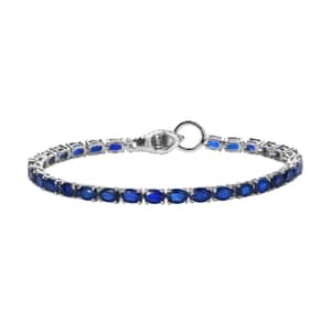 Tanzanian Blue Spinel (DF) and Thai Black Spinel 15.75 ctw Tennis Bracelet in Platinum Over Sterling Silver (8.00 In)