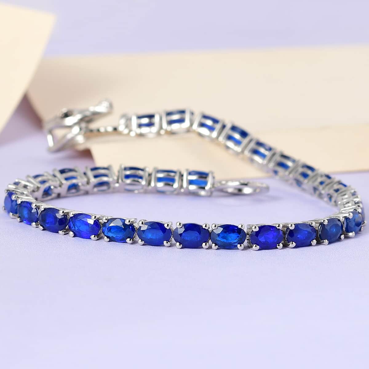 Tanzanian Blue Spinel (DF) and Thai Black Spinel 15.75 ctw Tennis Bracelet in Platinum Over Sterling Silver (8.00 In) image number 1