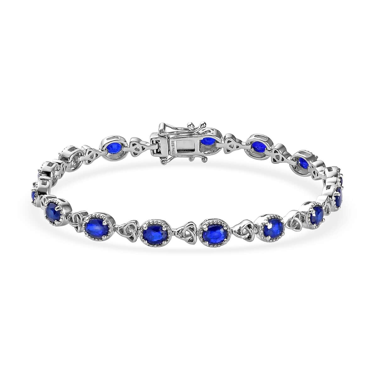 Tanzanian Blue Spinel (DF) Link Bracelet in Platinum Over Sterling Silver (7.25 In) 5.85 ctw image number 0