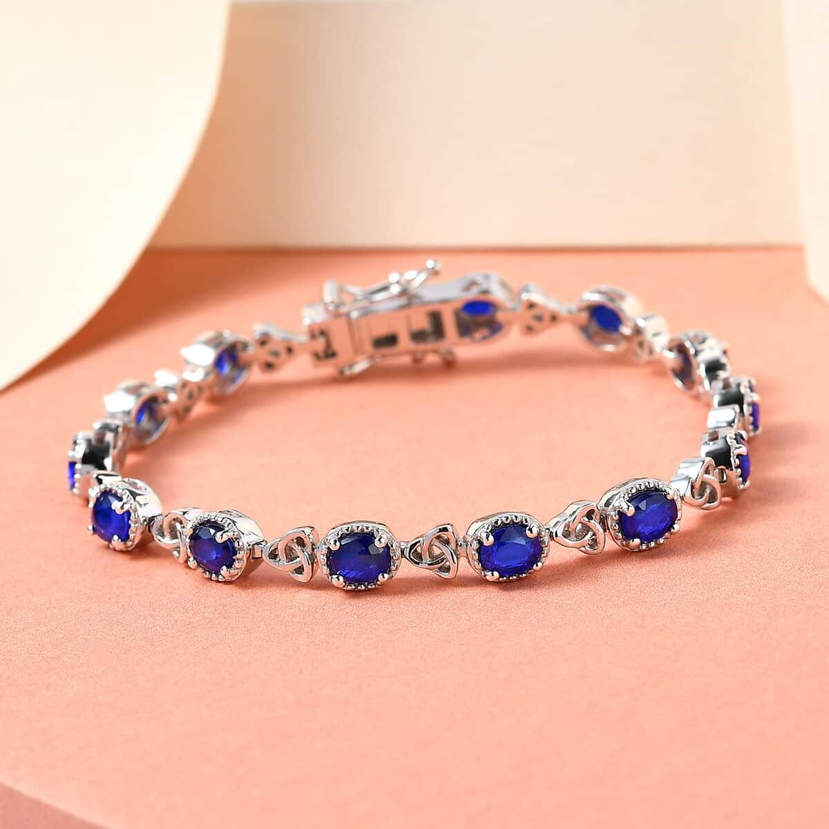 Tanzanian Blue Spinel (DF) Link Bracelet in Platinum Over Sterling Silver (7.25 In) 5.85 ctw image number 1