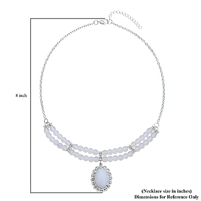 Opalite Beaded Necklace in Silvertone 18-20 Inches 95.00 ctw
