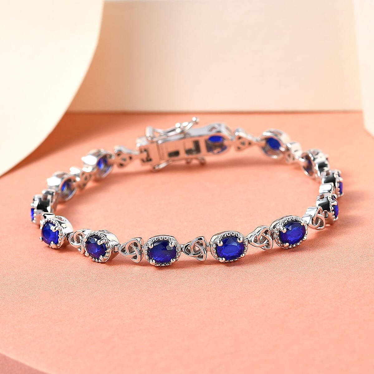 Tanzanian Blue Spinel (DF) Link Bracelet in Platinum Over Sterling Silver (8.00 In) 6.25 ctw image number 1