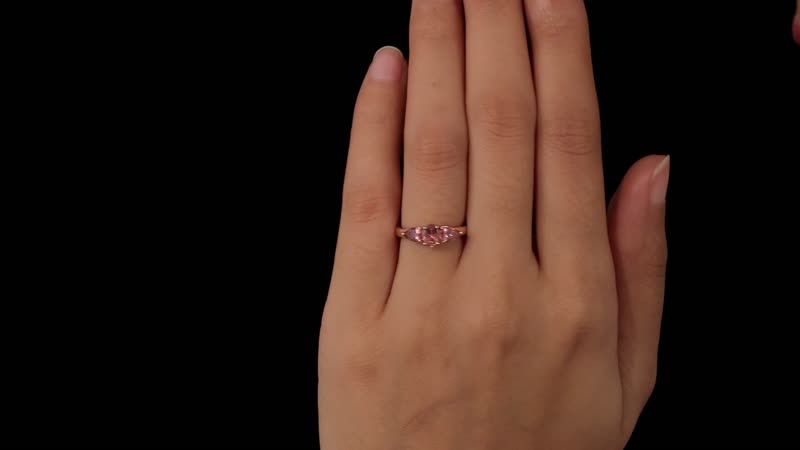 Natural Blush Tourmaline 3 Stone Ring in Vermeil RG Over Sterling Silver (Size 10.0) 1.15 ctw
