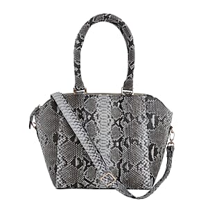 The Grand Pelle Handcrafted 100% Genuine Python Leather Natural Color Tote Bag with Long Strap