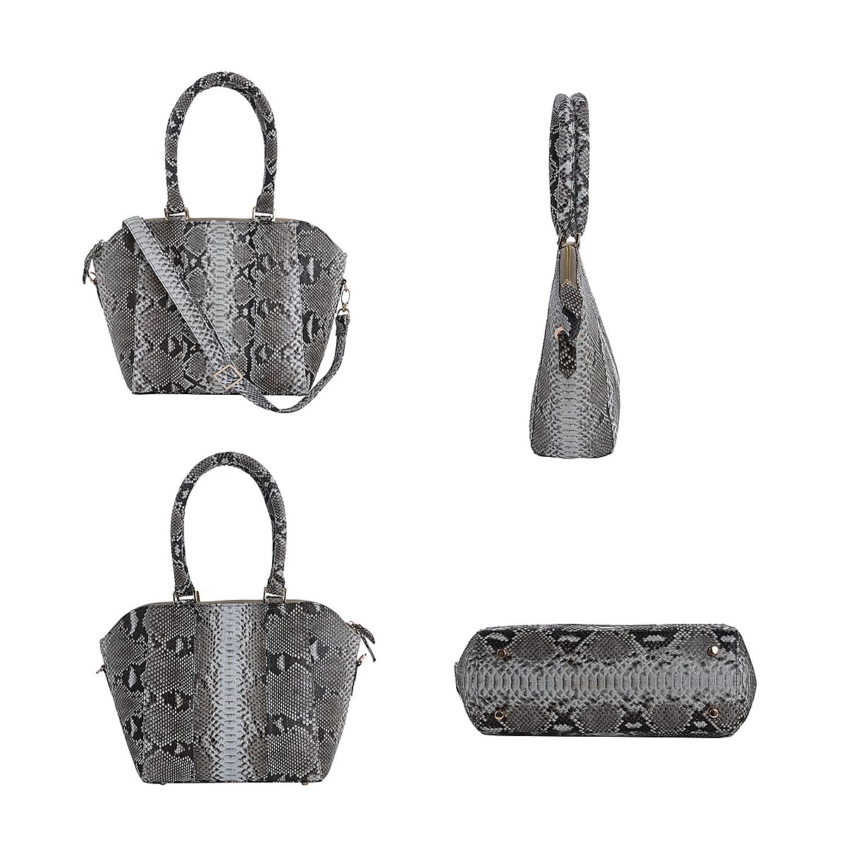 The Grand Pelle Handcrafted 100% Genuine Python Leather Natural Color Tote Bag with Long Strap image number 5