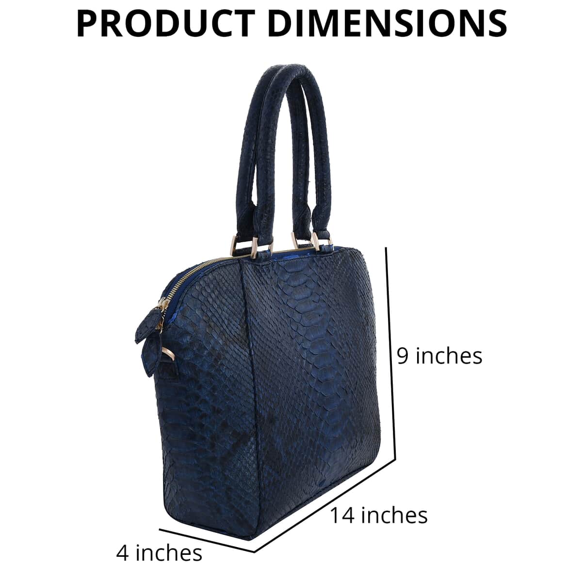 The Grand Pelle Handcrafted 100% Genuine Python Leather Navy Blue Tote Bag with Long Strap image number 4