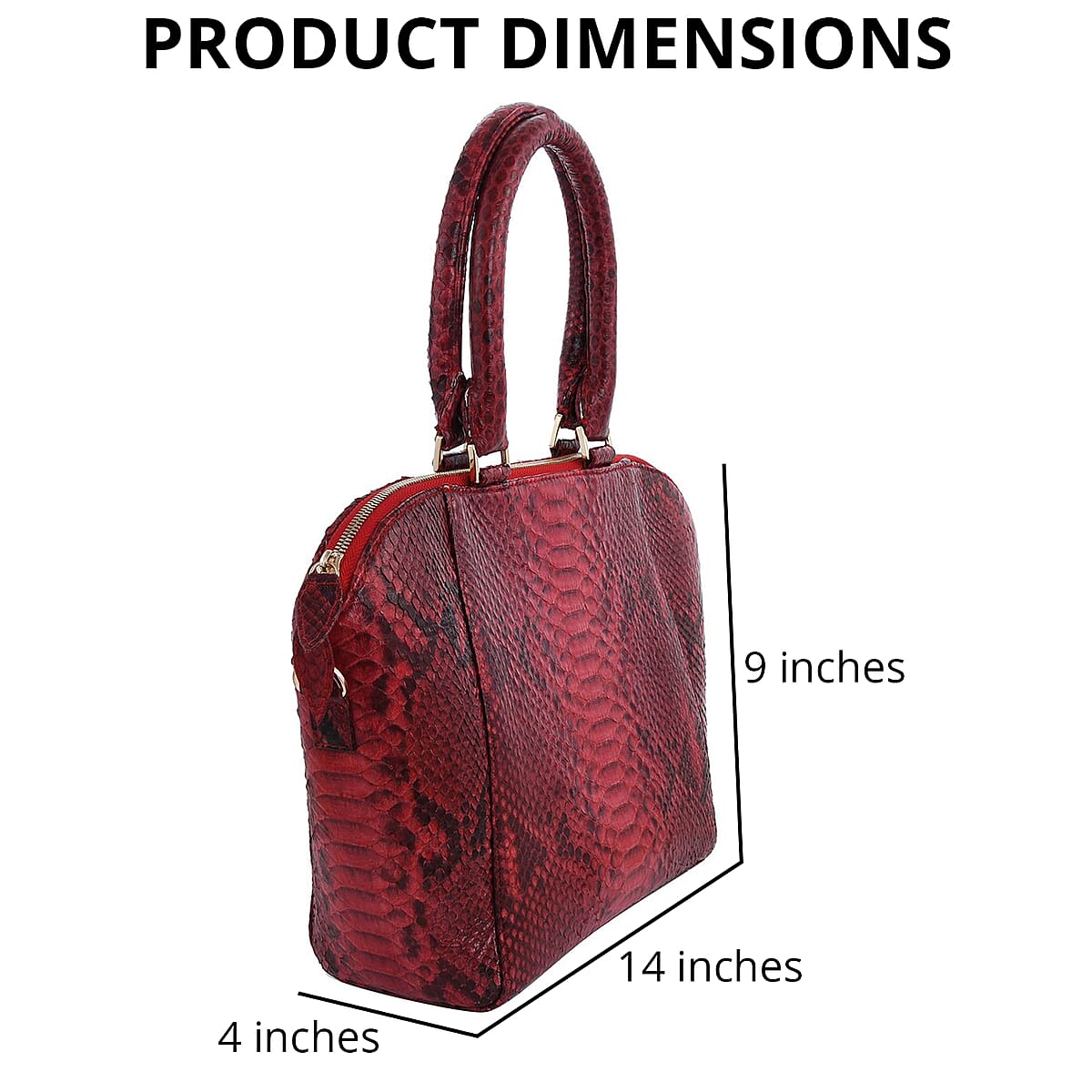 The Grand Pelle Handcrafted 100% Genuine Python Leather Dark Red Tote Bag with Long Strap image number 4