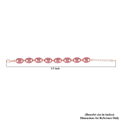 Pink Color Austrian Crystal Mariner Link Bracelet in Rosetone (7.50-9.50In)