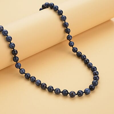 Natural Blue Spinel Beaded Necklace 20 Inches in Rhodium Over Sterling Silver 255.00 ctw