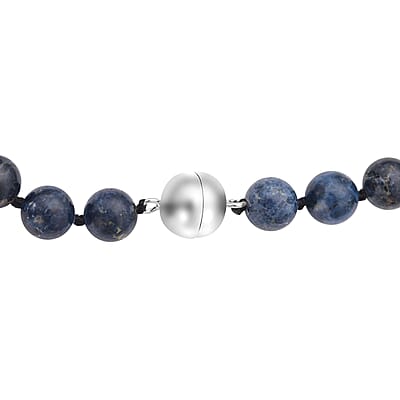 Natural Blue Spinel Beaded Necklace 20 Inches in Rhodium Over Sterling Silver 255.00 ctw