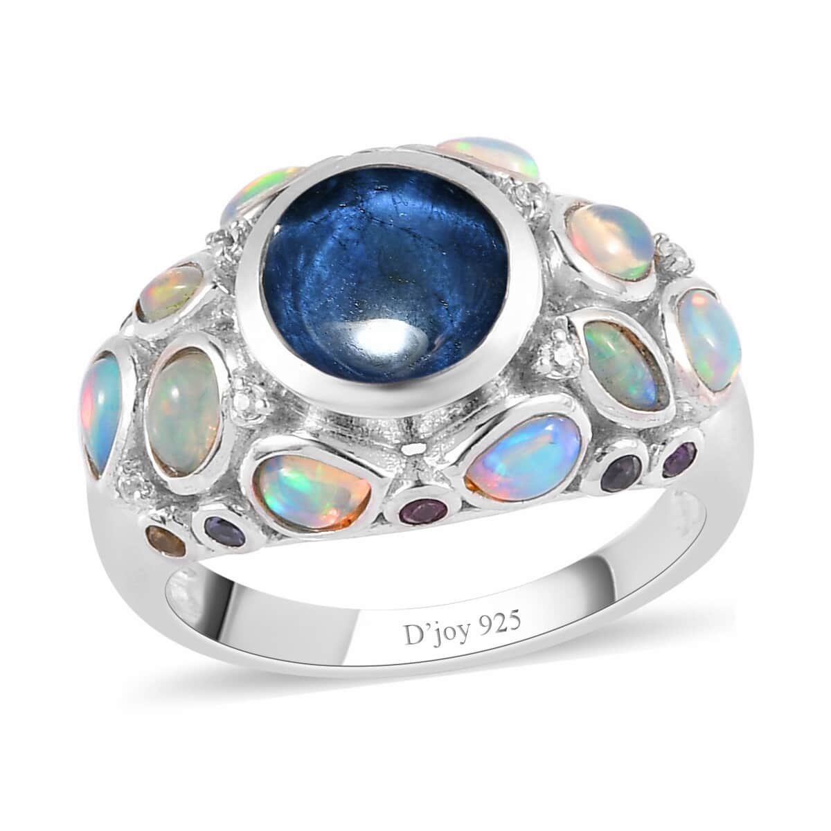 Thai Blue Star Sapphire and Multi Gemstone Cluster Ring in Platinum Over Sterling Silver 4.20 ctw image number 0
