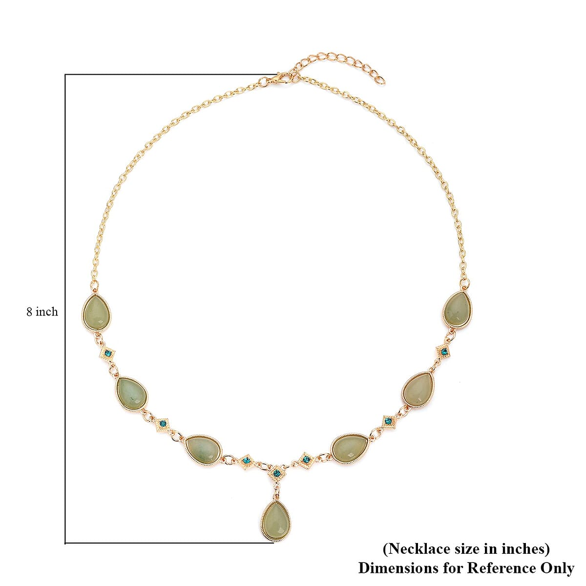 Green Aventurine and Neon Green Austrian Crystal Necklace 20-22 Inches in Goldtone 49.00 ctw image number 4