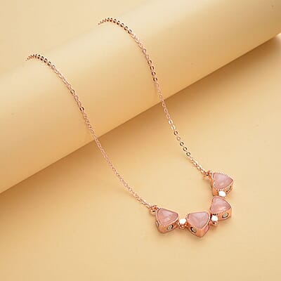 Galilea Rose Quartz Four-leaf Clover Necklace 20-22 Inches in Rosetone 35.00 ctw