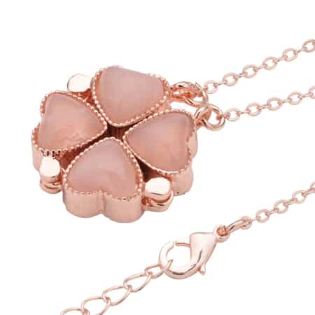 Galilea Rose Quartz Four-leaf Clover Necklace 20-22 Inches in Silvertone 35.00 ctw image number 3