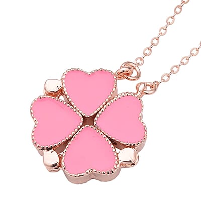 Galilea Rose Quartz Four-leaf Clover Necklace 20-22 Inches in Rosetone 35.00 ctw