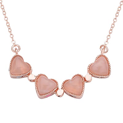 Galilea Rose Quartz Four-leaf Clover Necklace 20-22 Inches in Rosetone 35.00 ctw
