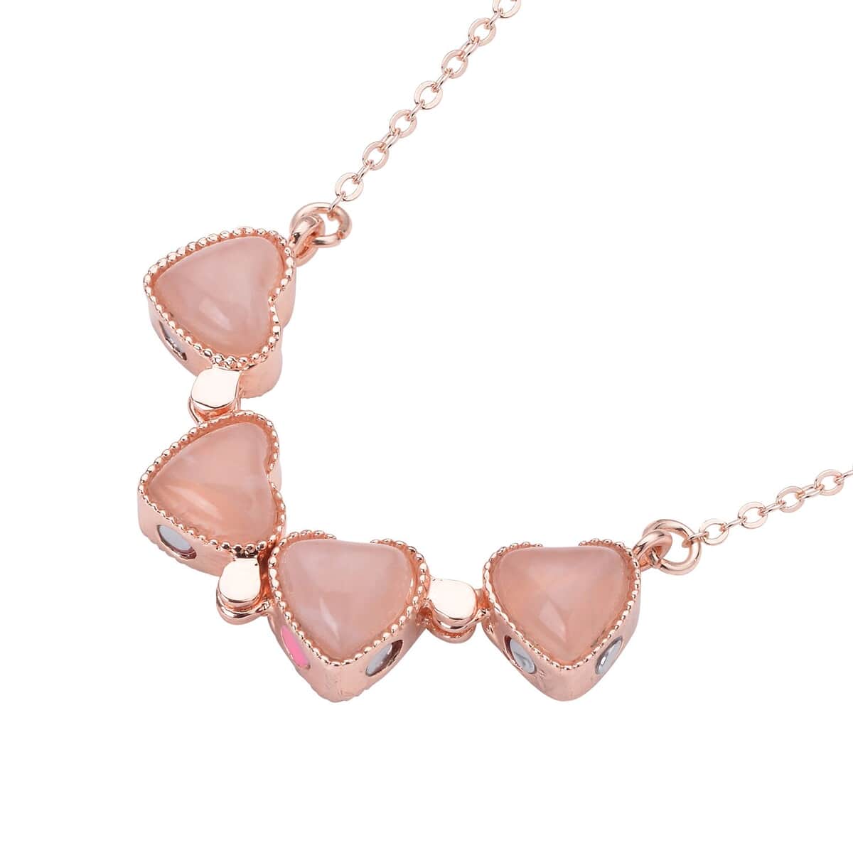 Galilea Rose Quartz Four-leaf Clover Necklace 20-22 Inches in Silvertone 35.00 ctw image number 6