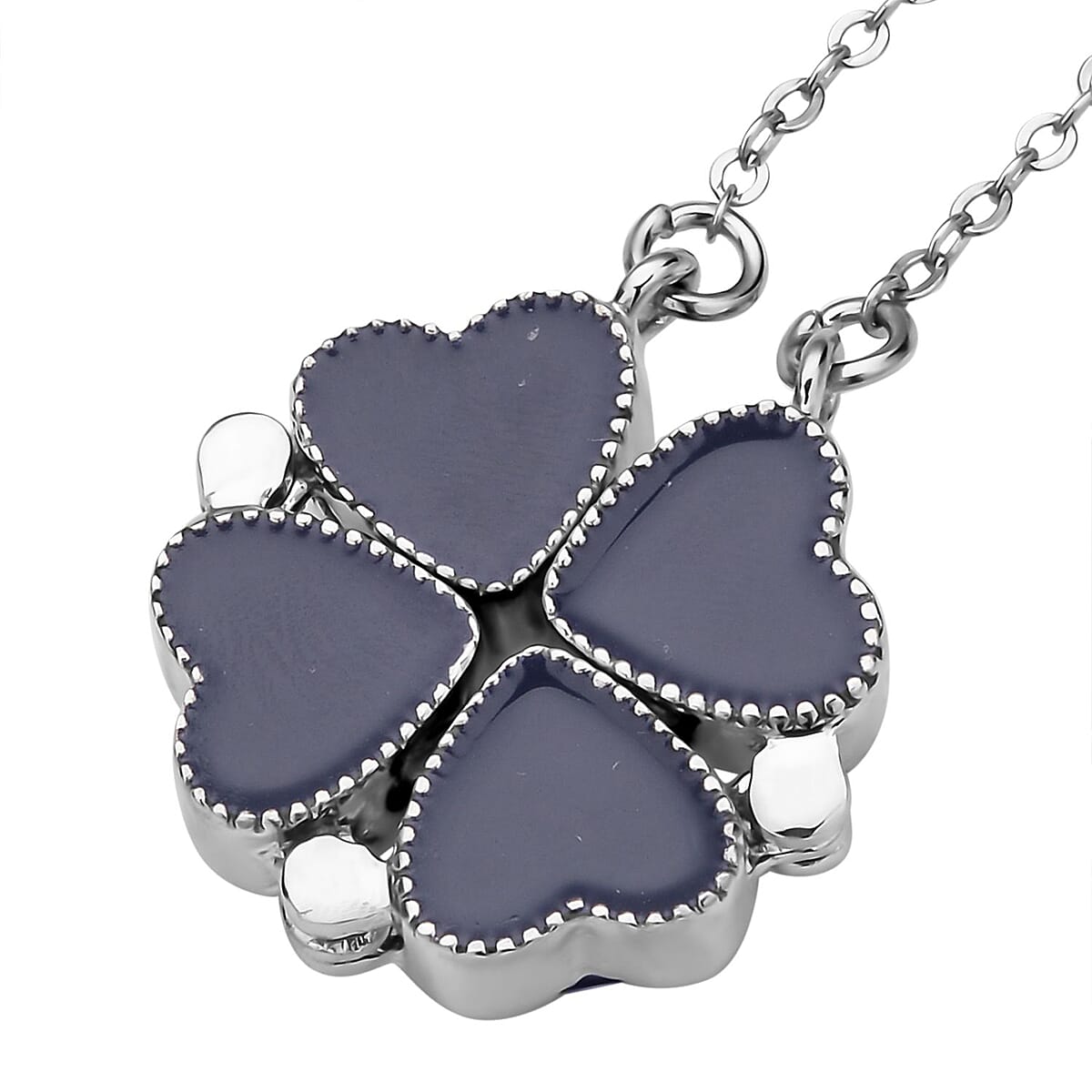 Lapis Lazuli Four-leaf Clover Necklace 20-22 Inches in Silvertone 35.00 ctw image number 4