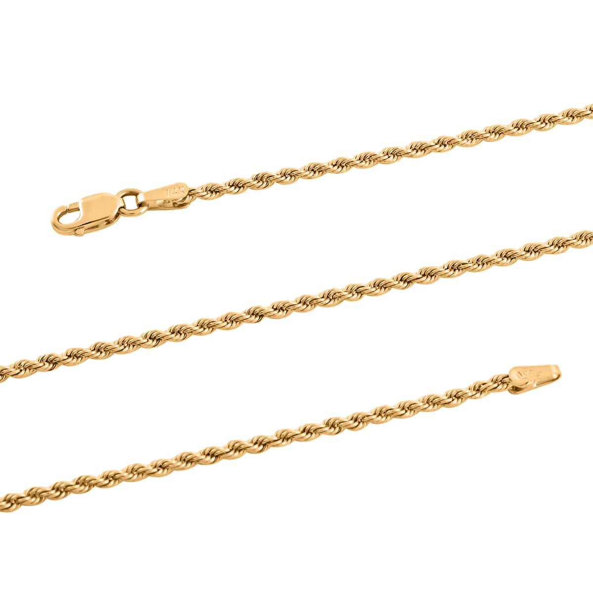 14K Yellow Gold Twisted Rope Chain Necklace For Men and Women 18 Inches image number 2