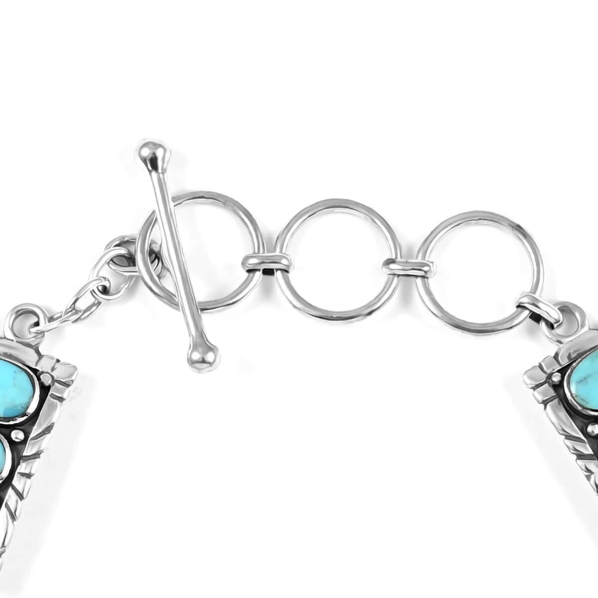 Santa Fe Style Kingman Turquoise Bracelet in Sterling Silver (8.00 In) 6.00 ctw image number 3