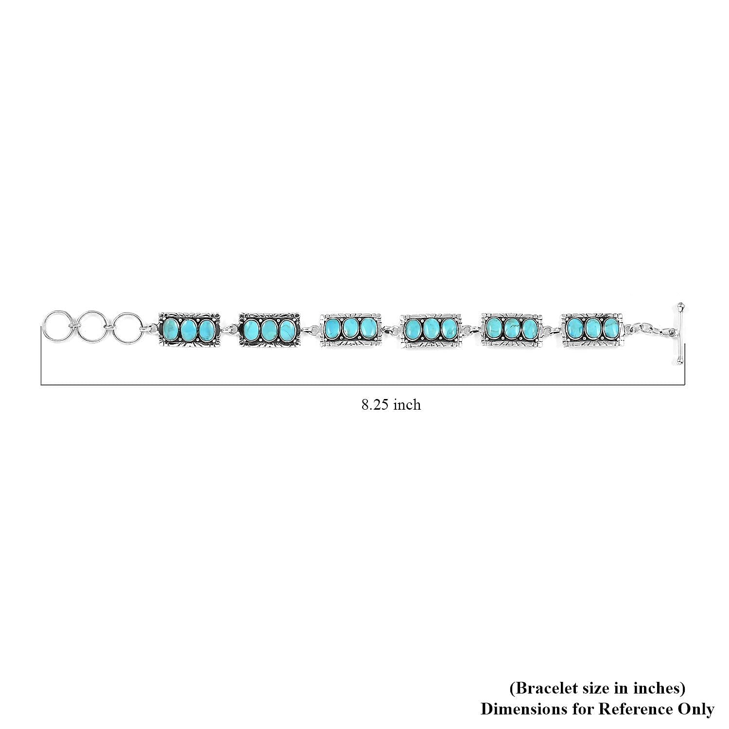 Santa Fe Style Kingman Turquoise Bracelet in Sterling Silver (8.00 In) 6.00 ctw