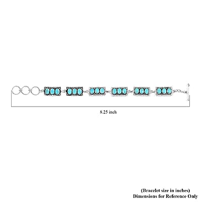 Santa Fe Style Kingman Turquoise Bracelet in Sterling Silver (8.00 In) 6.00 ctw