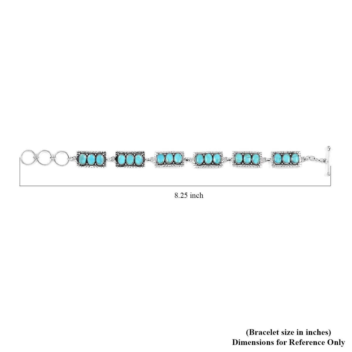 SANTA FE Style Kingman Turquoise Bracelet in Sterling Silver (8.00 In) 14.60 Grams 6.00 ctw image number 4