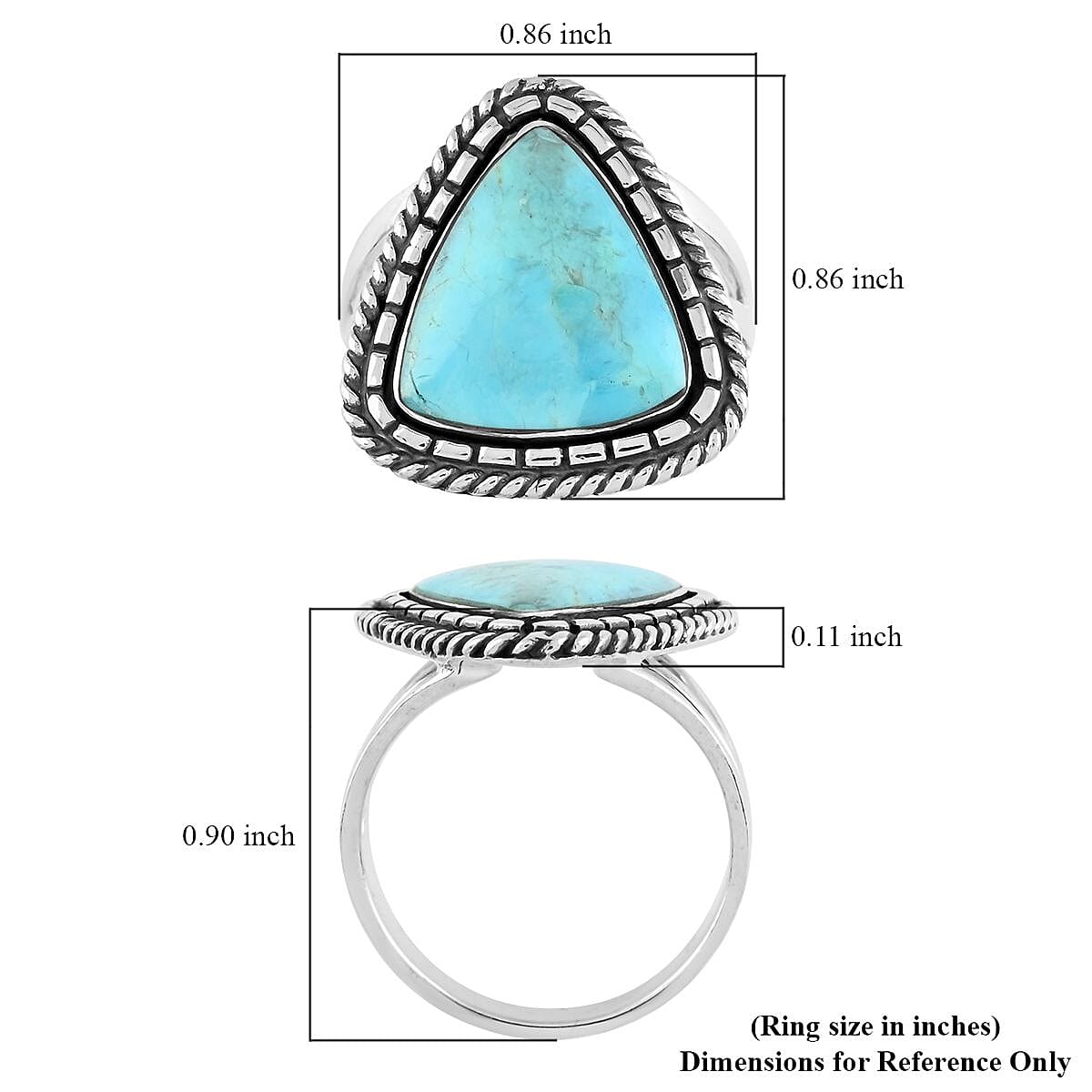SANTA FE Style Kingman Turquoise Solitaire Ring in Sterling Silver 7.00 ctw image number 4