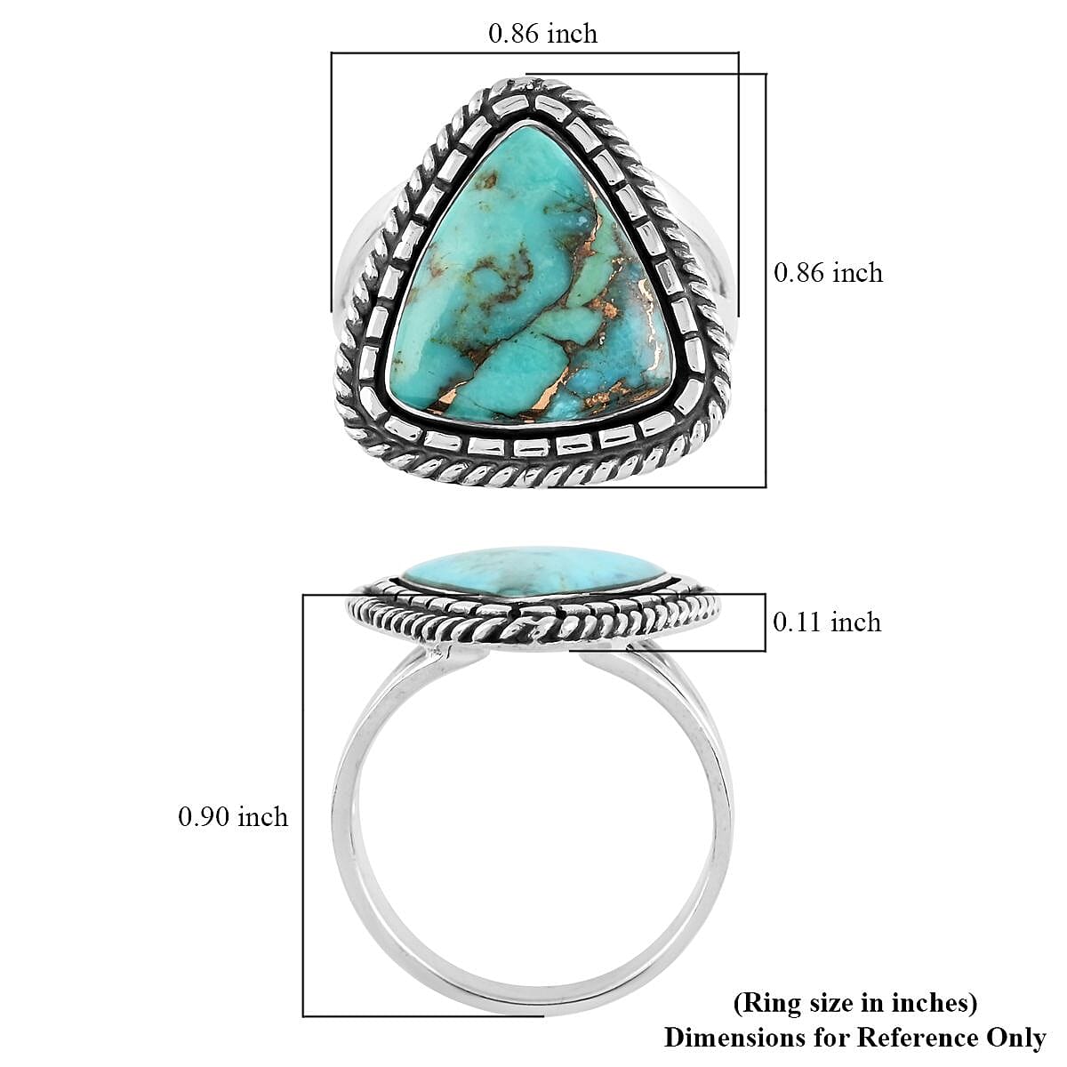 Santa Fe Style Mojave Turquoise Solitaire Ring in Sterling Silver (Size 11.0) 7.00 ctw image number 4