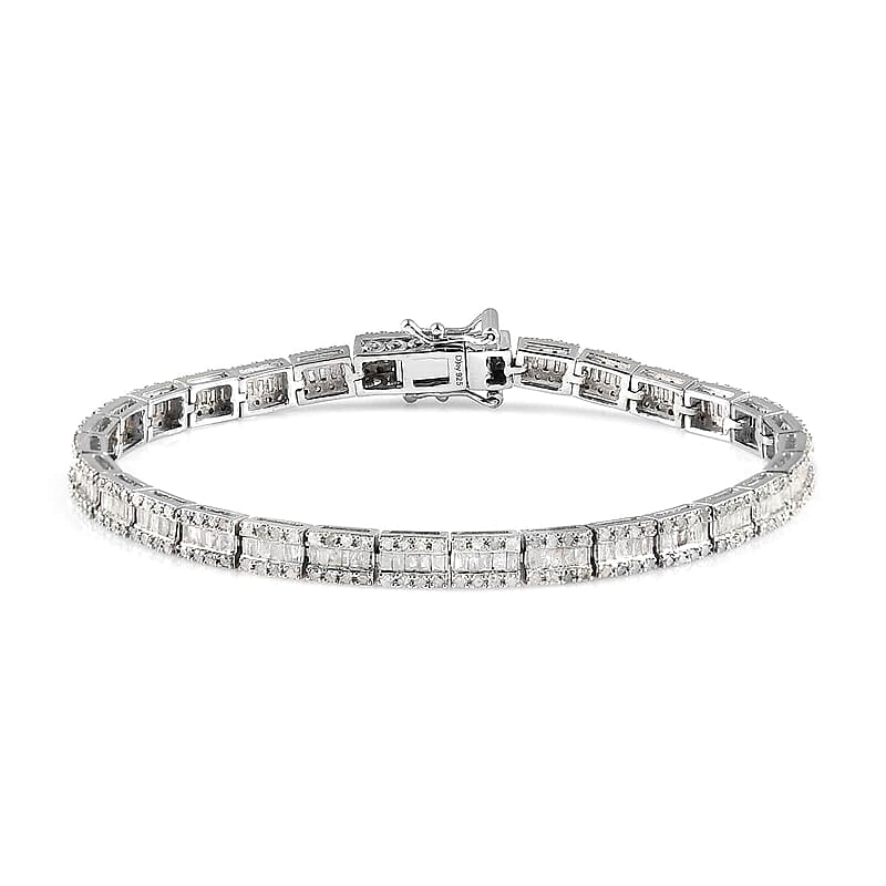 Diamond Tennis Bracelet in Platinum Over Sterling Silver (7.25 In) 3.00 ctw