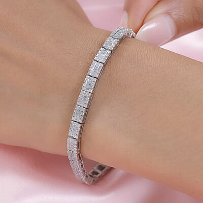 Diamond Tennis Bracelet in Platinum Over Sterling Silver (7.25 In) 3.00 ctw