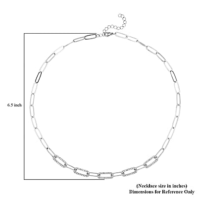 Austrian Crystal Paper Clip Chain Necklace 20-22 Inches in Stainless Steel
