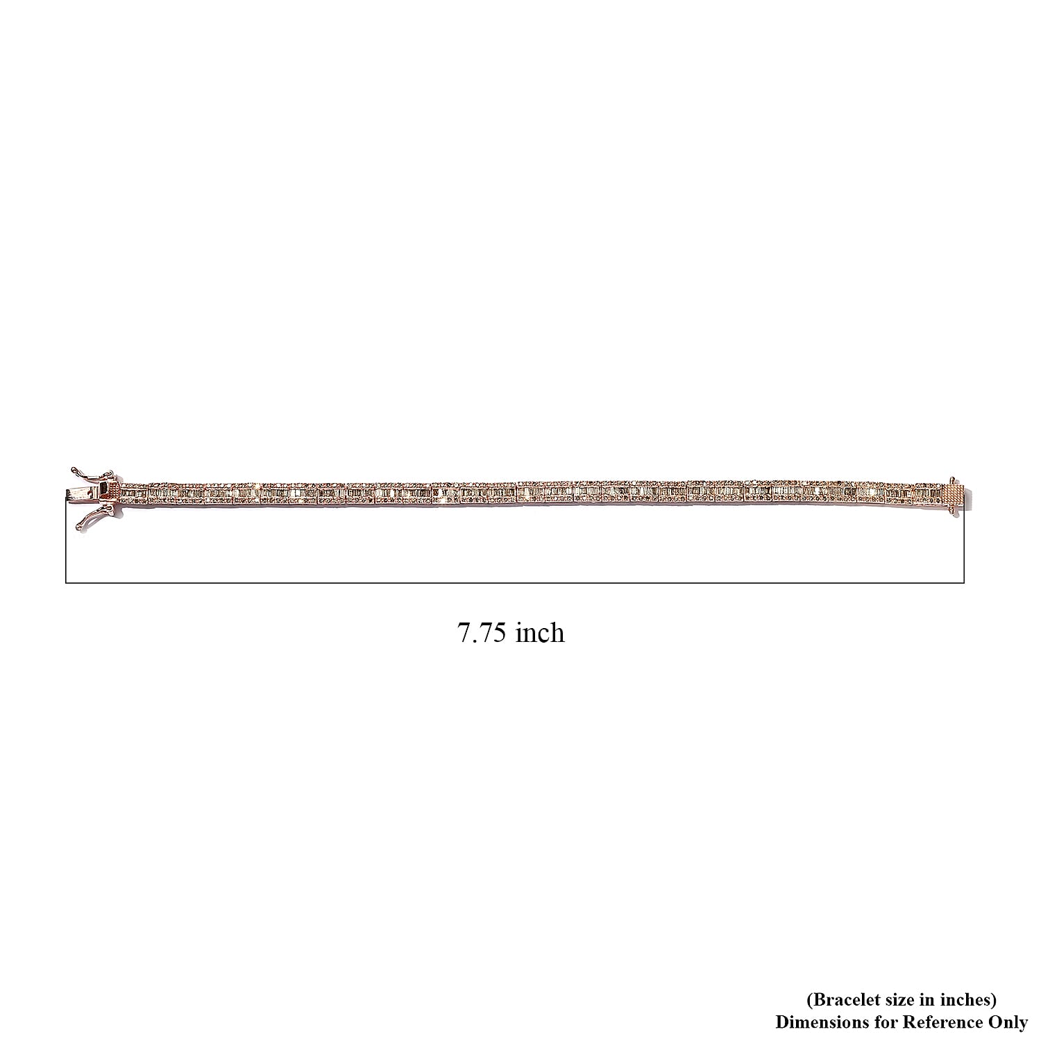 Natural Champagne Diamond Tennis Bracelet in Rhodium and Vermeil Rose Gold Over Sterling Silver (7.25 In) 3.00 ctw