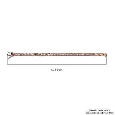 Natural Champagne Diamond Tennis Bracelet in Rhodium and Vermeil Rose Gold Over Sterling Silver (7.25 In) 3.00 ctw