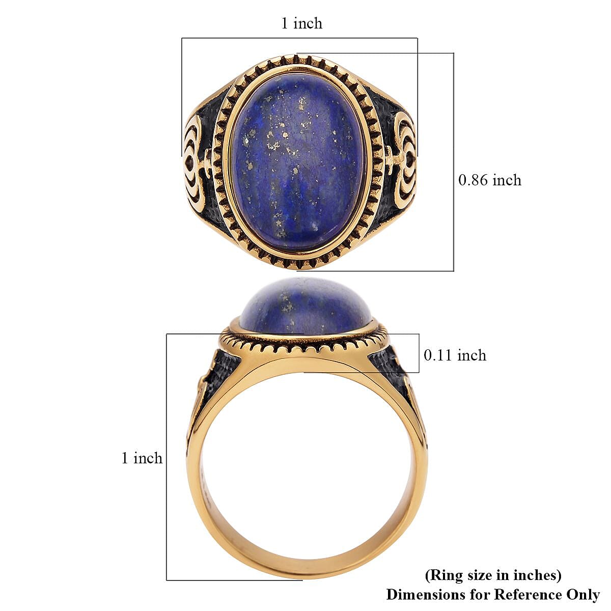 Lapis Lazuli Ring in Black Oxidized and ION Plated YG Stainless Steel 10.00 ctw image number 5
