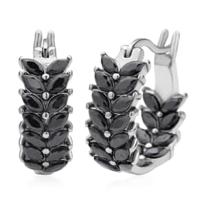Black Austrian Crystal Hoop Earrings in Stainless Steel | Tarnish-Free, Waterproof, Sweat Proof Jewelry