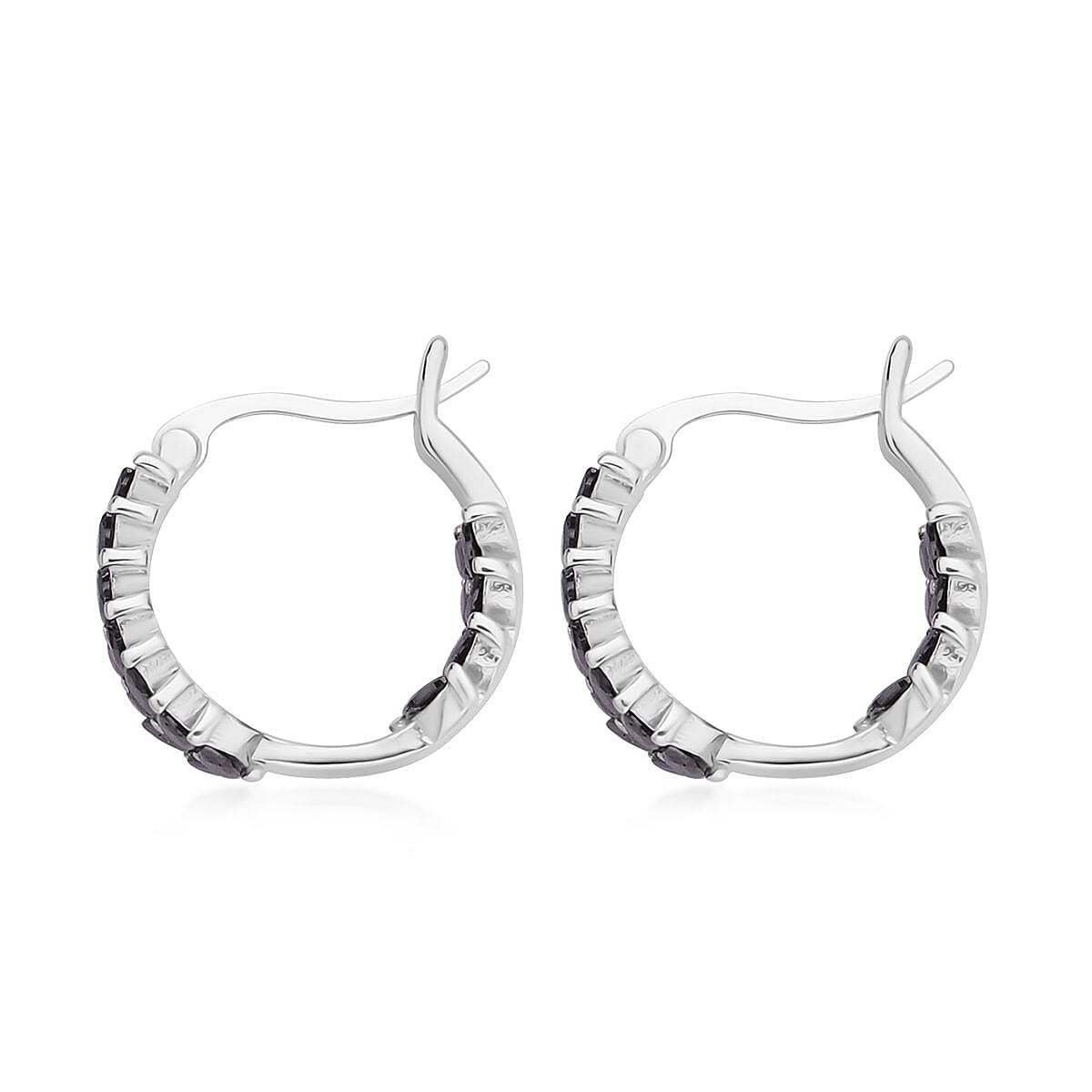 Black Austrian Crystal Hoop Earrings in Stainless Steel | Tarnish-Free, Waterproof, Sweat Proof Jewelry