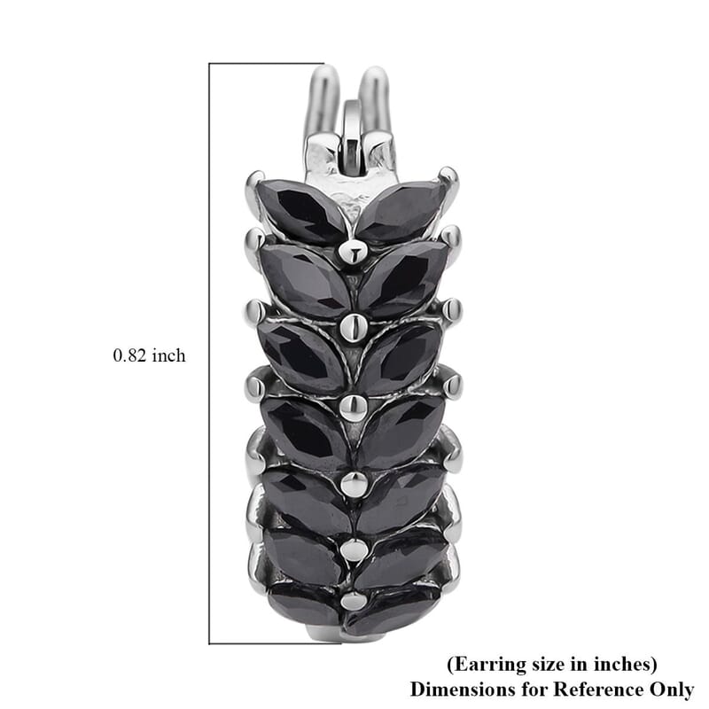 Black Austrian Crystal Hoop Earrings in Stainless Steel | Tarnish-Free, Waterproof, Sweat Proof Jewelry