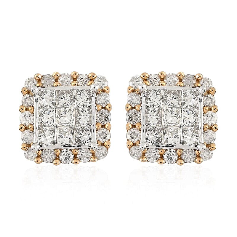 NY Closeout 10K Yellow Gold G-H I1-I2 Diamond Stud Earrings 2.00 ctw